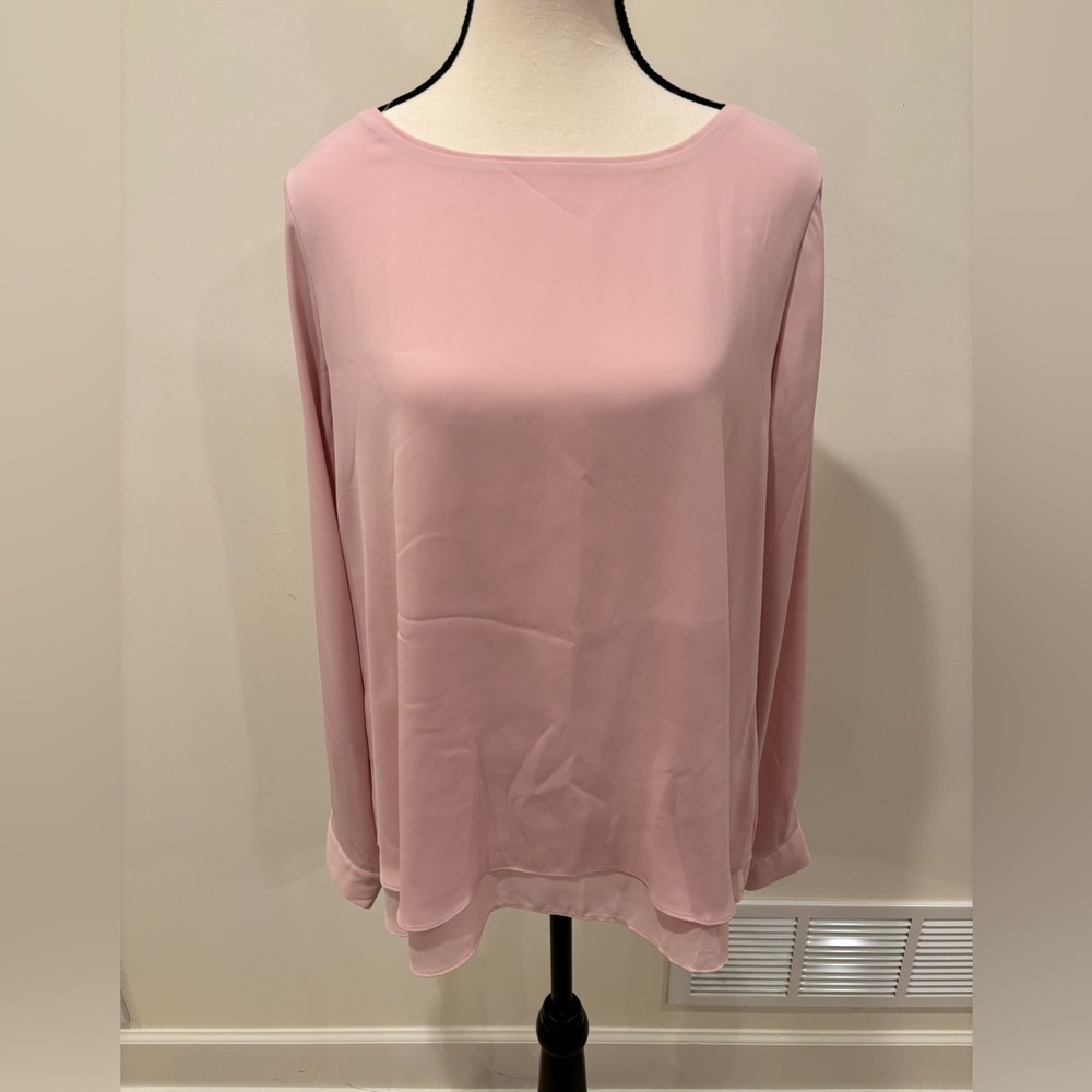 WHBM Dusty Rose Women's Split Back Blouse, size 10 - Picture 2 of 16